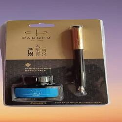 PARKER BETA PREMIUM GOLD FOUNTAIN PEN WITH INK BOTTLE